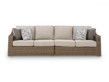 Picture of REVARE BEACH OUTDOOR RIGHT AND LEFT-ARM FACING LOVESEAT WITH CUSHION (SET OF 2)