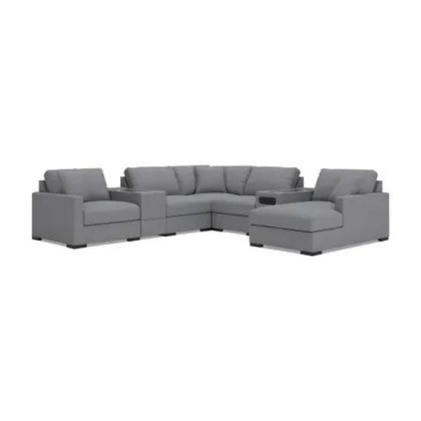 Picture of OMAHA BY ASHLEY 7PC SECTIONAL WITH AUDIO CONSOLE AND STORAGE CHAISE
