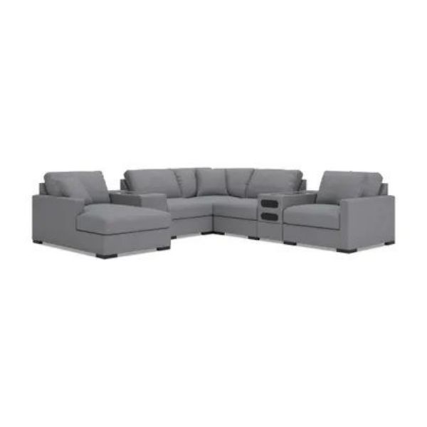 Picture of OMAHA BY ASHLEY 7PC SECTIONAL WITH AUDIO CONSOLE AND STORAGE CHAISE