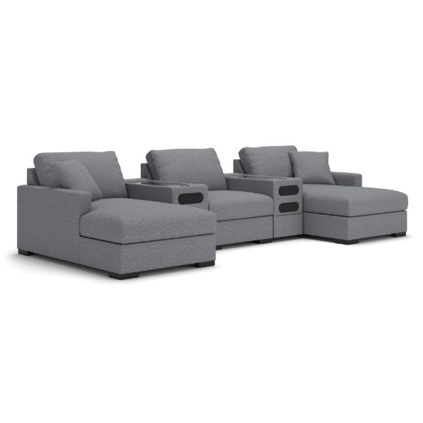 Picture of OMAHA BY ASHLEY 5PC DOUBLE STORAGE CHAISE SECTIONAL WITH AUDIO CONSOLES